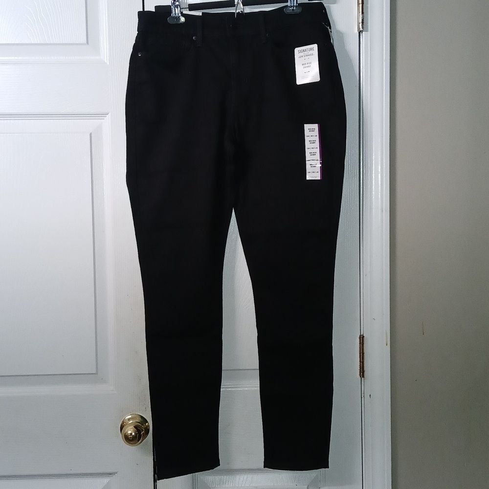 Levi Strauss Signature Gold Mid Rise Skinny black jeans  Sz 12  31W 30L NWT